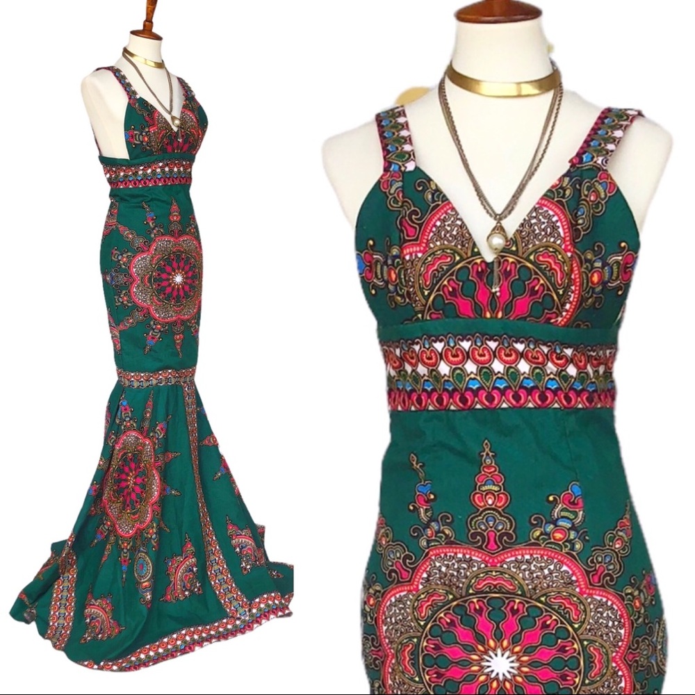 New! Vintage💖y2k Boho Tulip Hem Backless Gown
